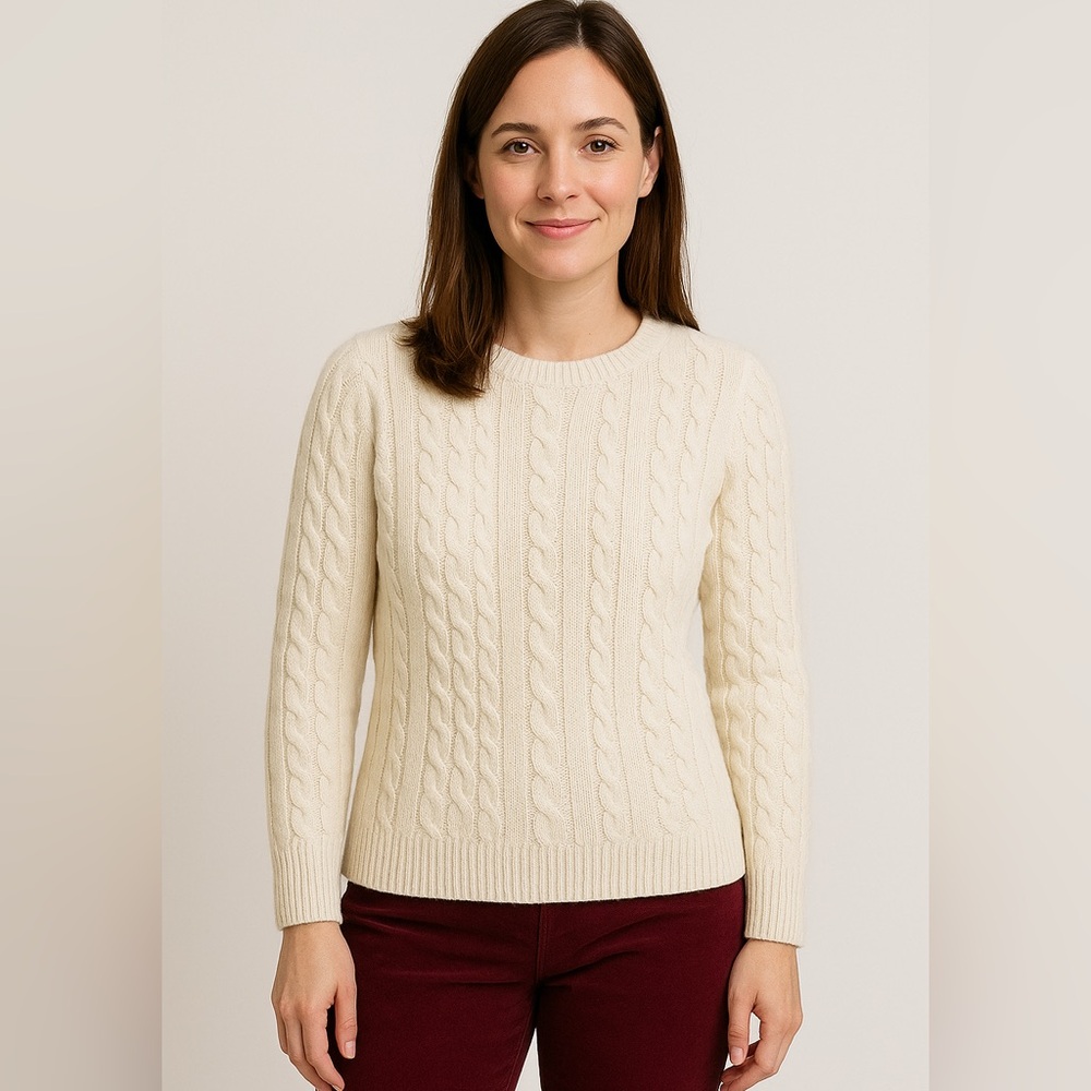 Lauren Ralph Lauren Woman's Cable Knit Sweater Crème Size‎ XL